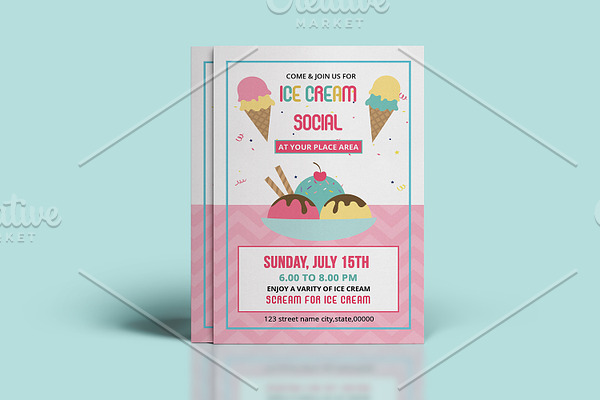 Ice Cream Party Flyer Template V838