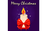Christmas card with candle and red