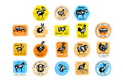 Set of retro labels for dairy and