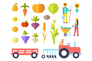 Harvest Person and Vegetables Vector