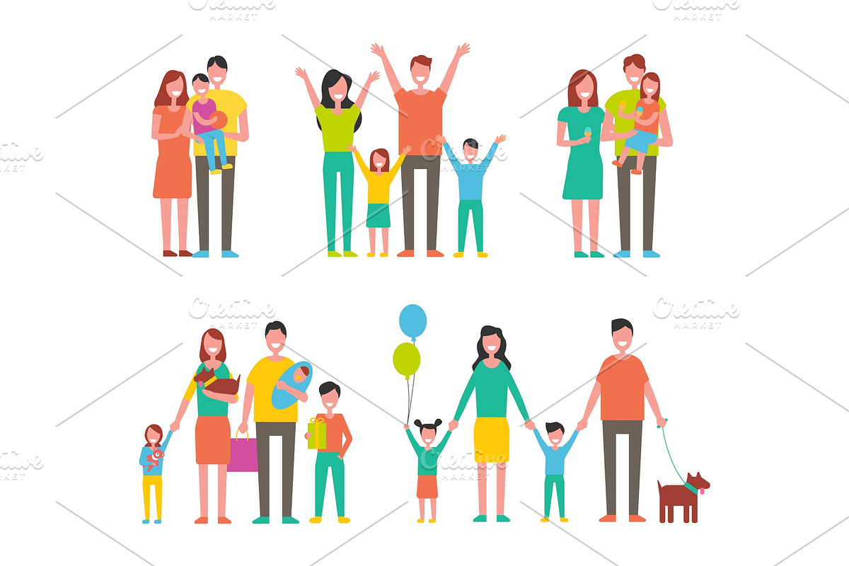 Happy Families Set, Vector Icon in in Illustrations - product preview 8