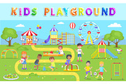 Kids Playground in Green Park Vector