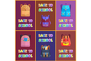 Back to School Backpacks Set Vector