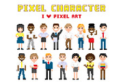 Pixel Characters I Love Art Vector