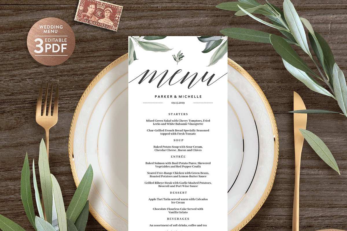 Wedding Menu Printable Template in Wedding Templates - product preview 8