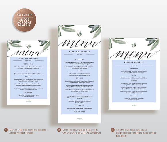 Wedding Menu Printable Template in Wedding Templates - product preview 1