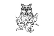 Fantastic owl octopus animal vector