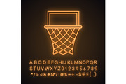 Basketball hoop neon light icon