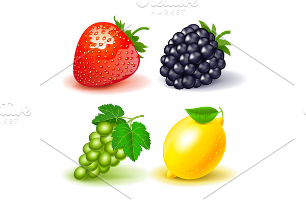 Vector icons strawberries BlackBerry