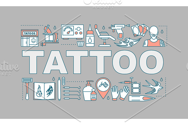 Tattoo studio word concepts banner