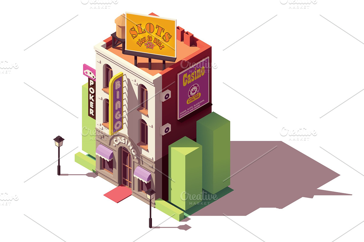 Vector isometric casino building in Illustrations - product preview 8