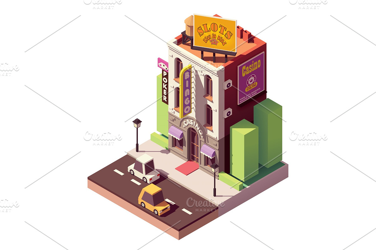 Vector isometric casino building in Illustrations - product preview 8