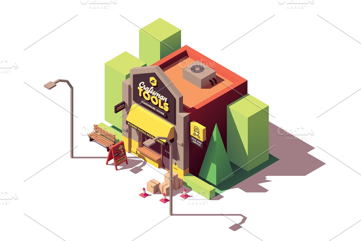 Vector isometric hardware shop in Illustrations - product preview 8