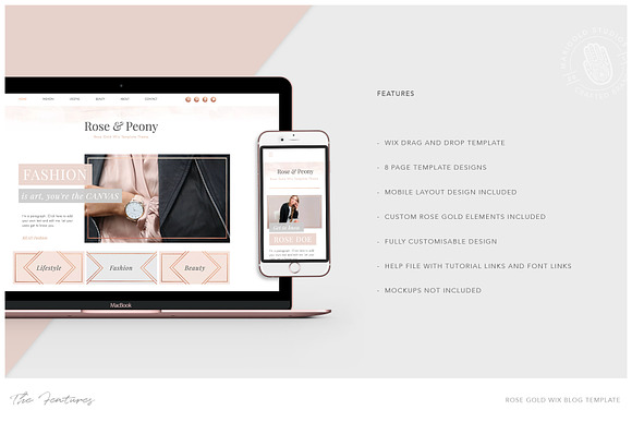 ROSE & PEONY | WIX Blog Template in Website Templates - product preview 1