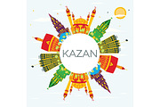 Kazan Russia City Skyline with Color