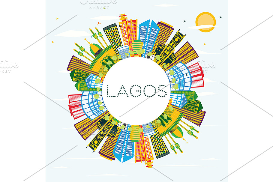 Lagos Nigeria City Skyline in Illustrations - product preview 8