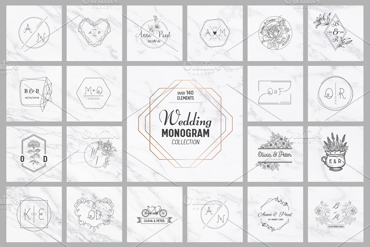 SALE! Wedding Monogram Collection in Illustrations - product preview 8