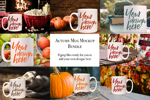 Autumn mug bundle - 8 mockups