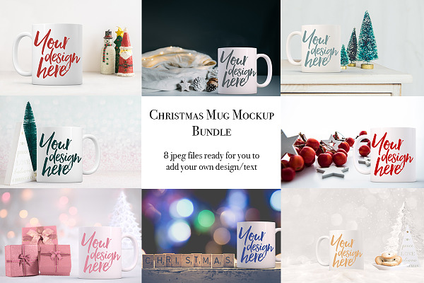 Christmas mug bundle - 8 mockups