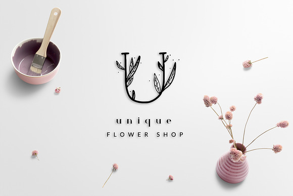 MINIMAL FLORAL LETTER AND LOGO KIT in Logo Templates - product preview 8