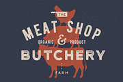 Poster for butchery, meat shop. Cow