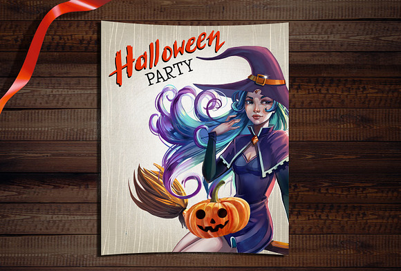Halloween witch clipart, pumpkin in Illustrations - product preview 3