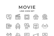 Set line icons of movie
