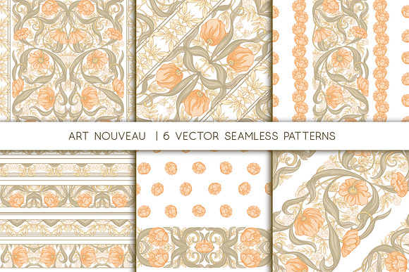Floral pattern in Art Nouveau Style in Patterns - product preview 1