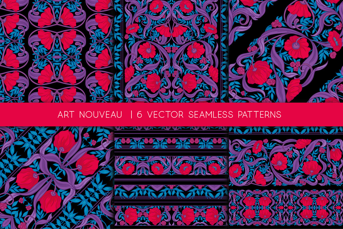 Floral pattern in Art Nouveau Style in Patterns - product preview 8