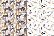 Giraffe and Zebra Seamless Patterns