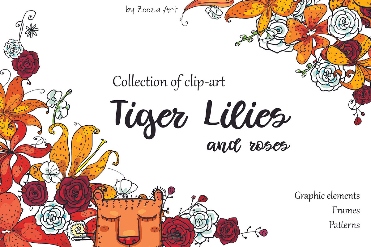 Tiger Lilies & Roses - clip-art in Illustrations - product preview 8