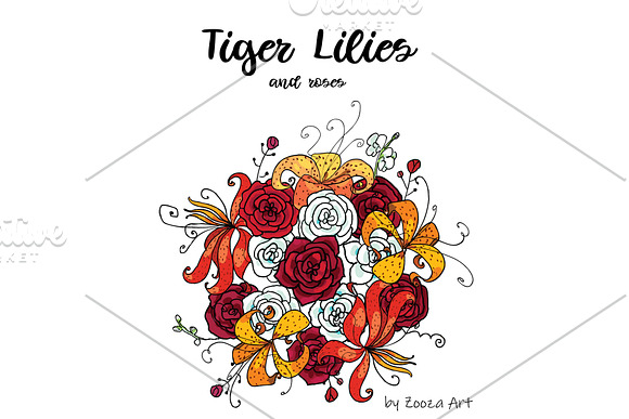 Tiger Lilies & Roses - clip-art in Illustrations - product preview 1