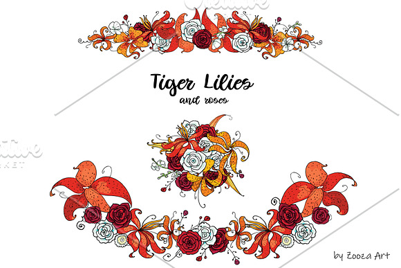 Tiger Lilies & Roses - clip-art in Illustrations - product preview 5