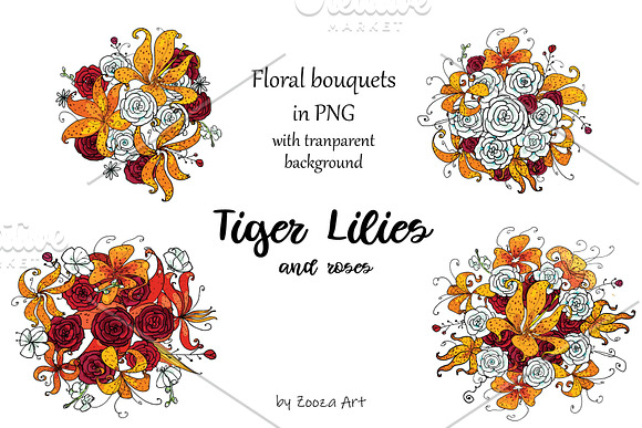 Tiger Lilies & Roses - clip-art in Illustrations - product preview 8