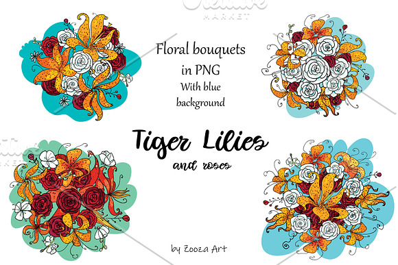 Tiger Lilies & Roses - clip-art in Illustrations - product preview 9
