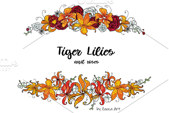 Tiger Lilies & Roses - clip-art in Illustrations - product preview 14