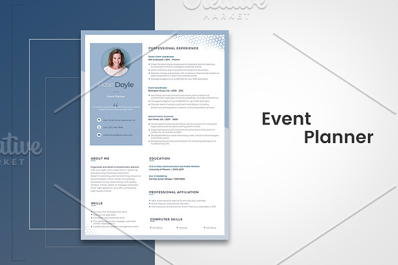Printable Resume for Event Planner in Resume Templates - product preview 1