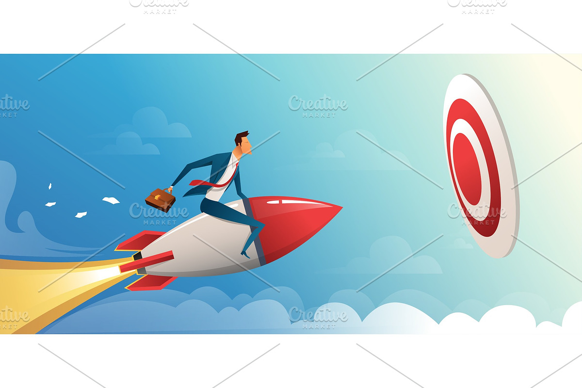Businessman flying forward with a in Illustrations - product preview 8