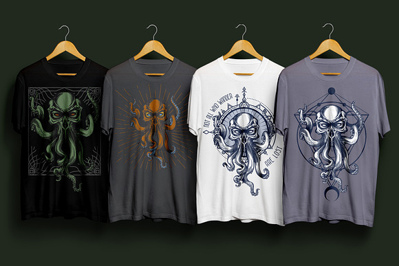 Cthulhu skull octopus PRINT BUNDLE in Illustrations - product preview 3