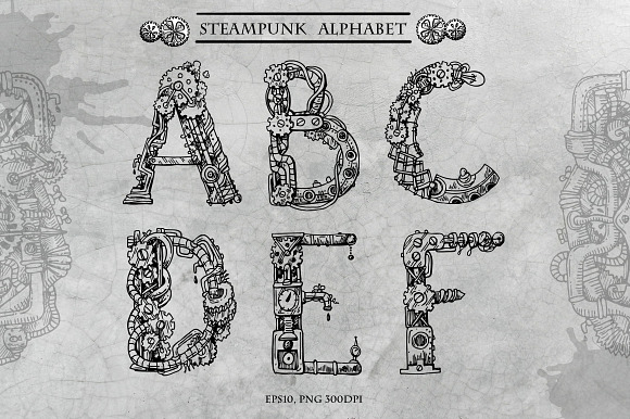 Mechanical alphabet in Illustrations - product preview 1