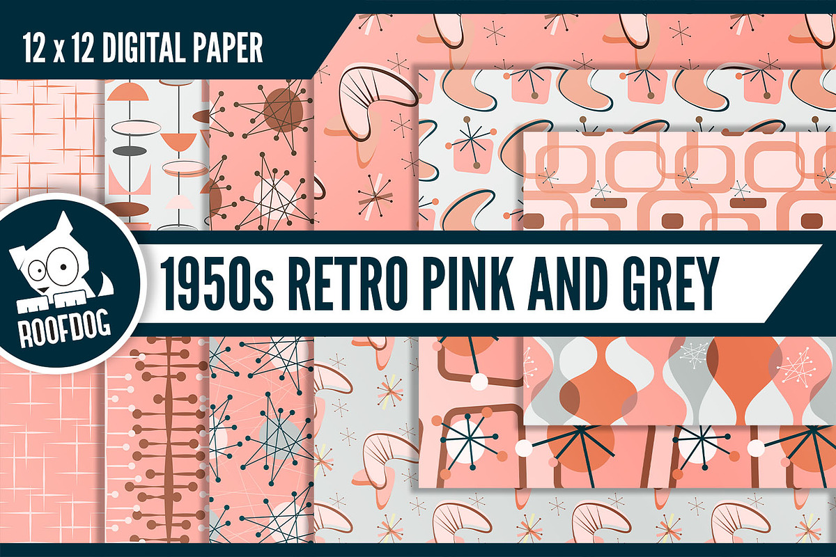 Pink 1950s vintage wallpaper designs in Patterns - product preview 8