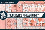 Pink 1950s vintage wallpaper designs