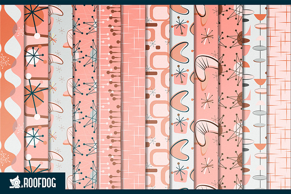 Pink 1950s vintage wallpaper designs in Patterns - product preview 1