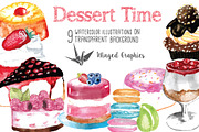 Dessert time watercolor illustration