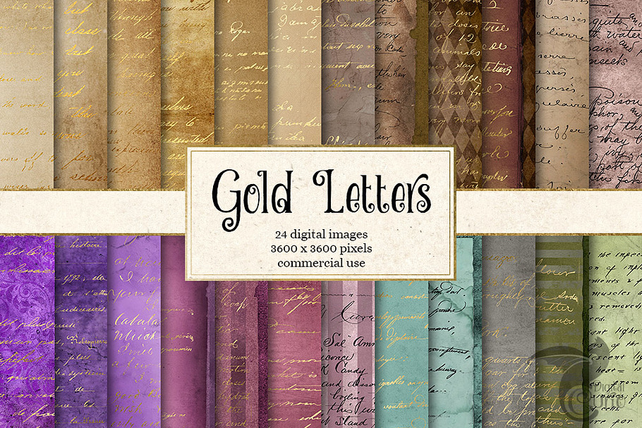 Gold Letters Digital Paper in Textures - product preview 8