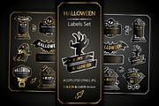 Halloween Design Golden Labels Set