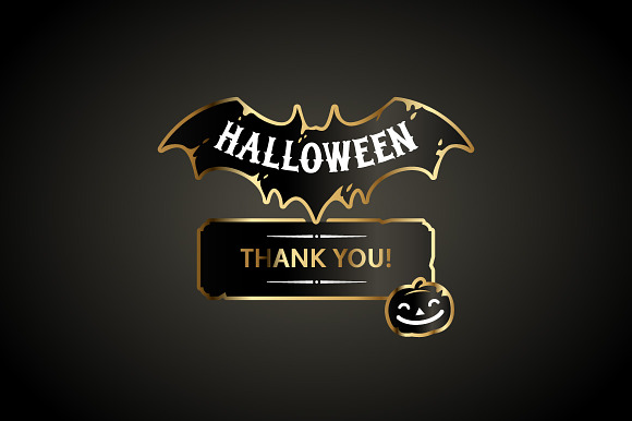 Halloween Design Golden Labels Set in Illustrations - product preview 3