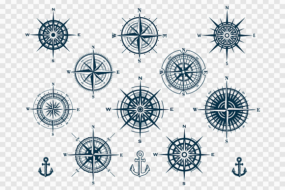 Vector Set of Compass Roses in Illustrations - product preview 1