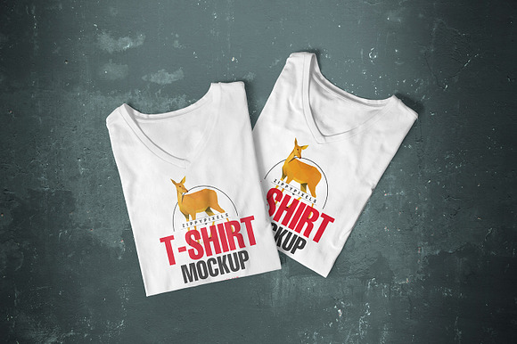 V-Neck T-shirt Mockups in Product Mockups - product preview 3