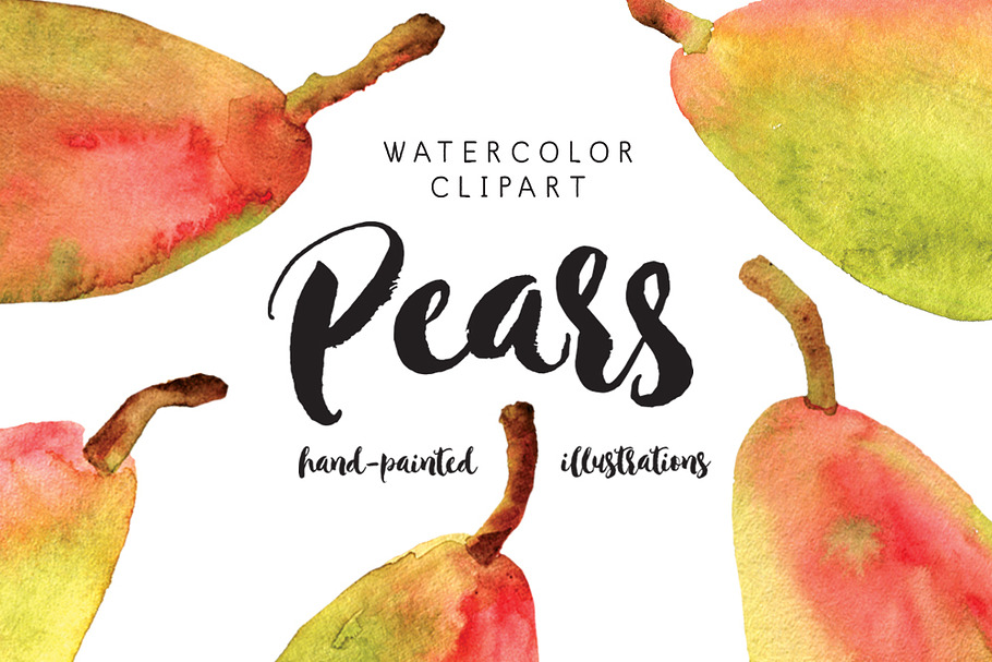 Pears watercolor clipart